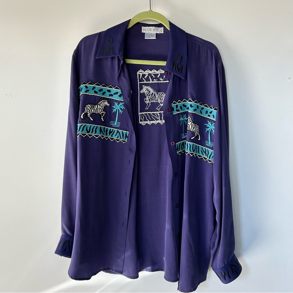 Vintage Blue Ice Button Top